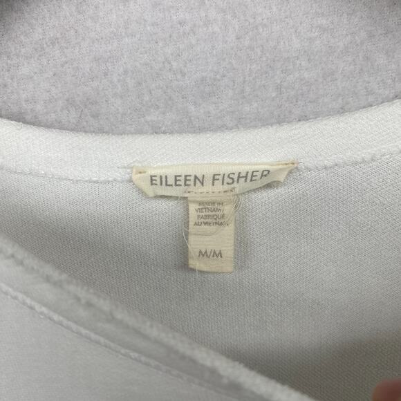 EILEEN FISHER Dress M Organic Cotton Terry Shift Tunic 3/4 Sleeve White - Picture 5 of 16